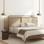 Lámpara de techo LED retro con diseño de madera y piedra natural