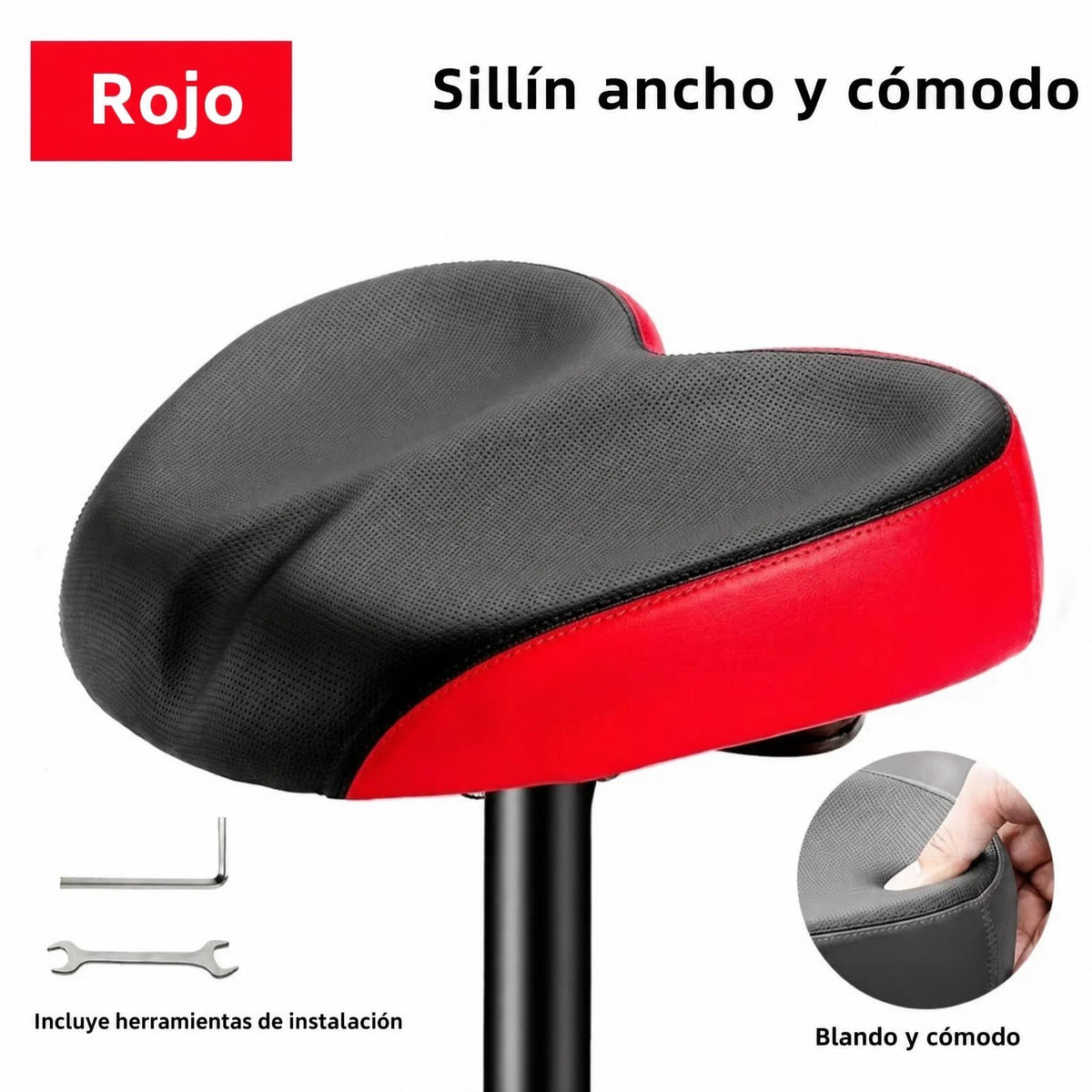 Sillín ancho para bicicletas
