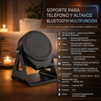 Soporte de móvil por inducción con altavoz Bluetooth y cargador inalámbrico