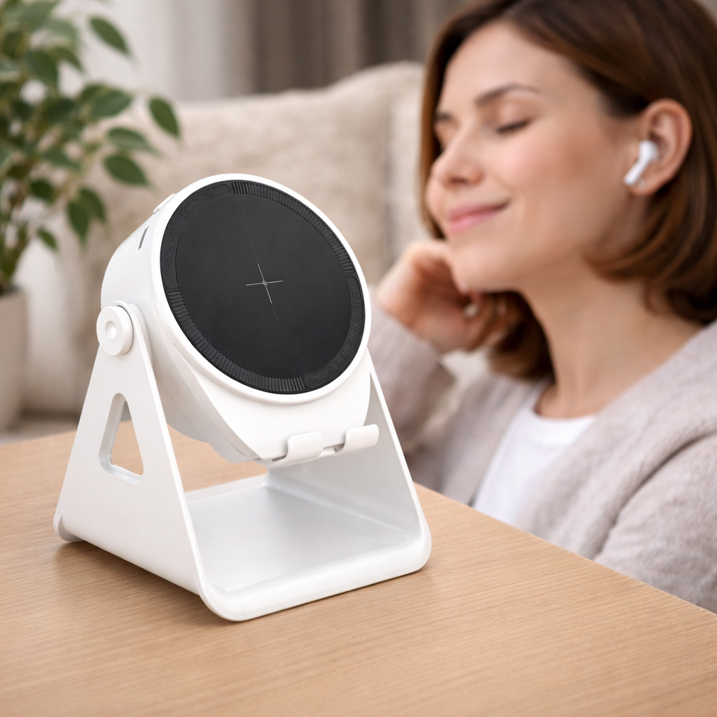 Soporte de móvil por inducción con altavoz Bluetooth y cargador inalámbrico