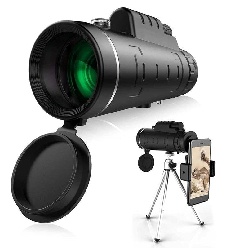 Starscope HD Monocular - Monocular de alta potencia con soporte para smartphone y trípode – Telescopio monocular imperme