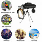Starscope HD Monocular - Monocular de alta potencia con soporte para smartphone y trípode – Telescopio monocular imperme