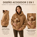 Sudadera con capucha tipo Sherpa con transportín frontal para perros pequeños y gatos – Sudadera con bolsillo delantero 