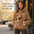 Sudadera con capucha tipo Sherpa con transportín frontal para perros pequeños y gatos – Sudadera con bolsillo delantero 