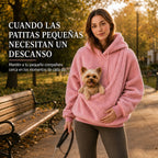 Sudadera con capucha tipo Sherpa con transportín frontal para perros pequeños y gatos – Sudadera con bolsillo delantero 