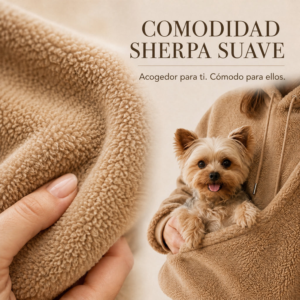 Sudadera con capucha tipo Sherpa con transportín frontal para perros pequeños y gatos – Sudadera con bolsillo delantero 