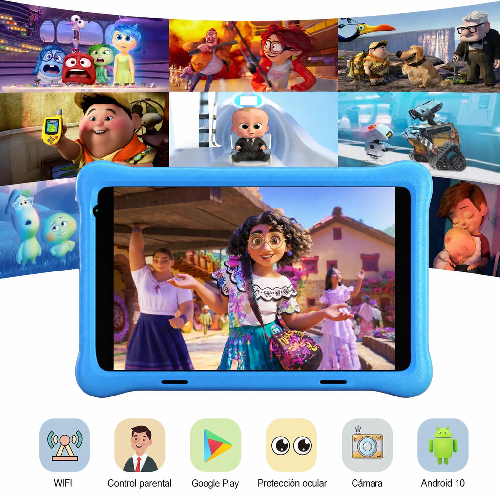 Tableta infantil de 20 cm para aprender con control parental y protección ocular