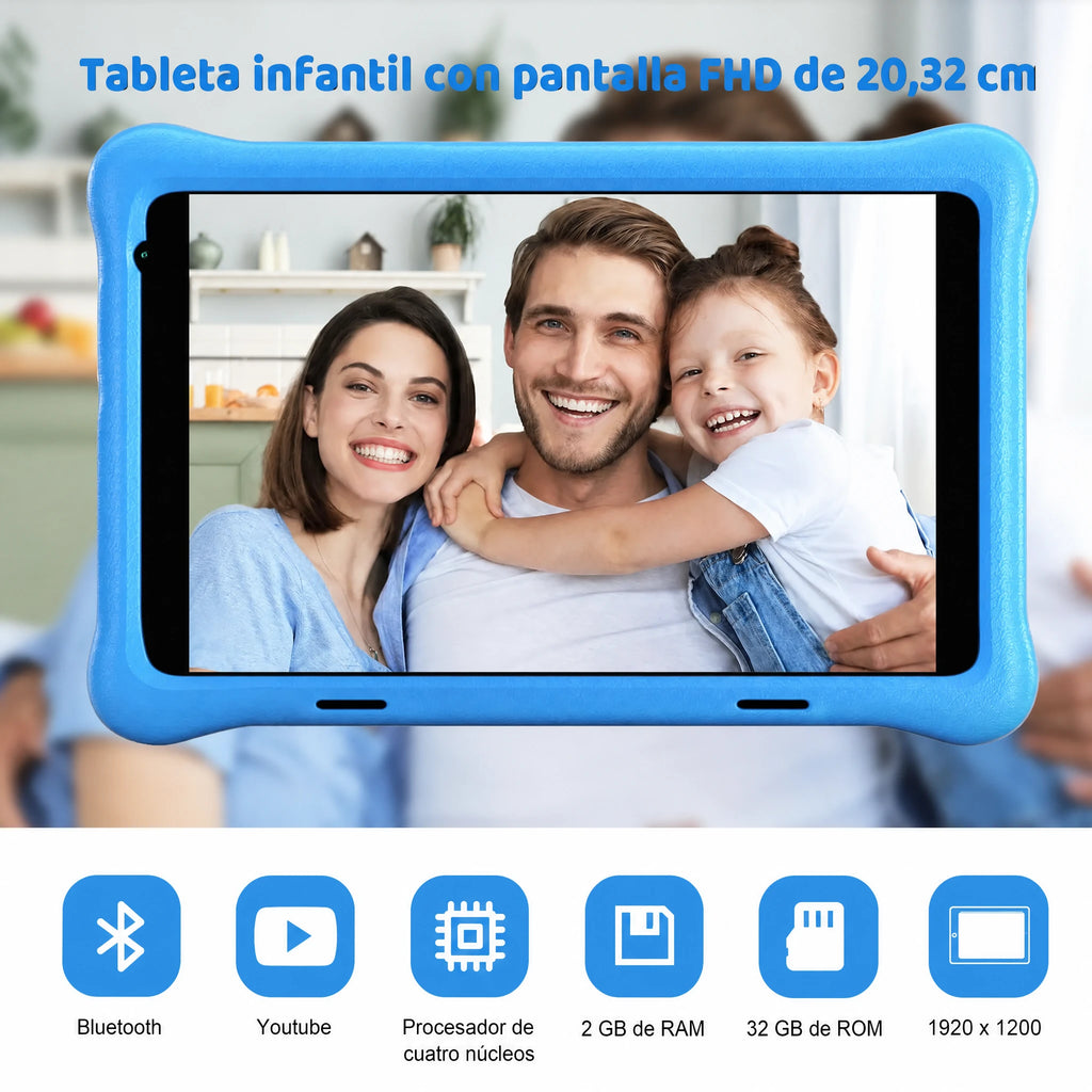 Tableta infantil de 20 cm para aprender con control parental y protección ocular