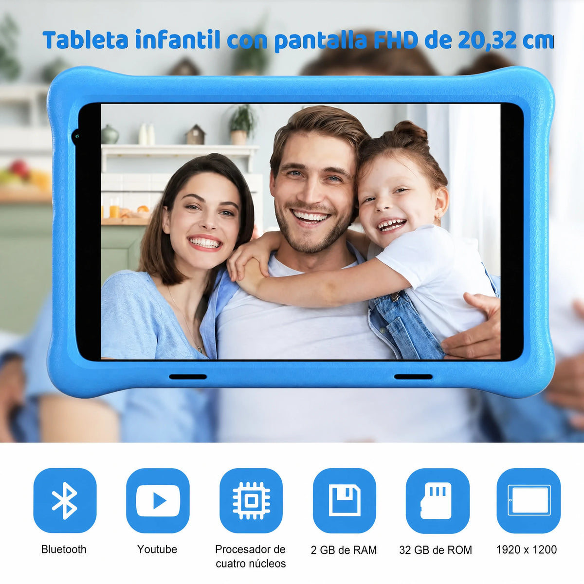 Tableta infantil de 20 cm para aprender con control parental y protección ocular