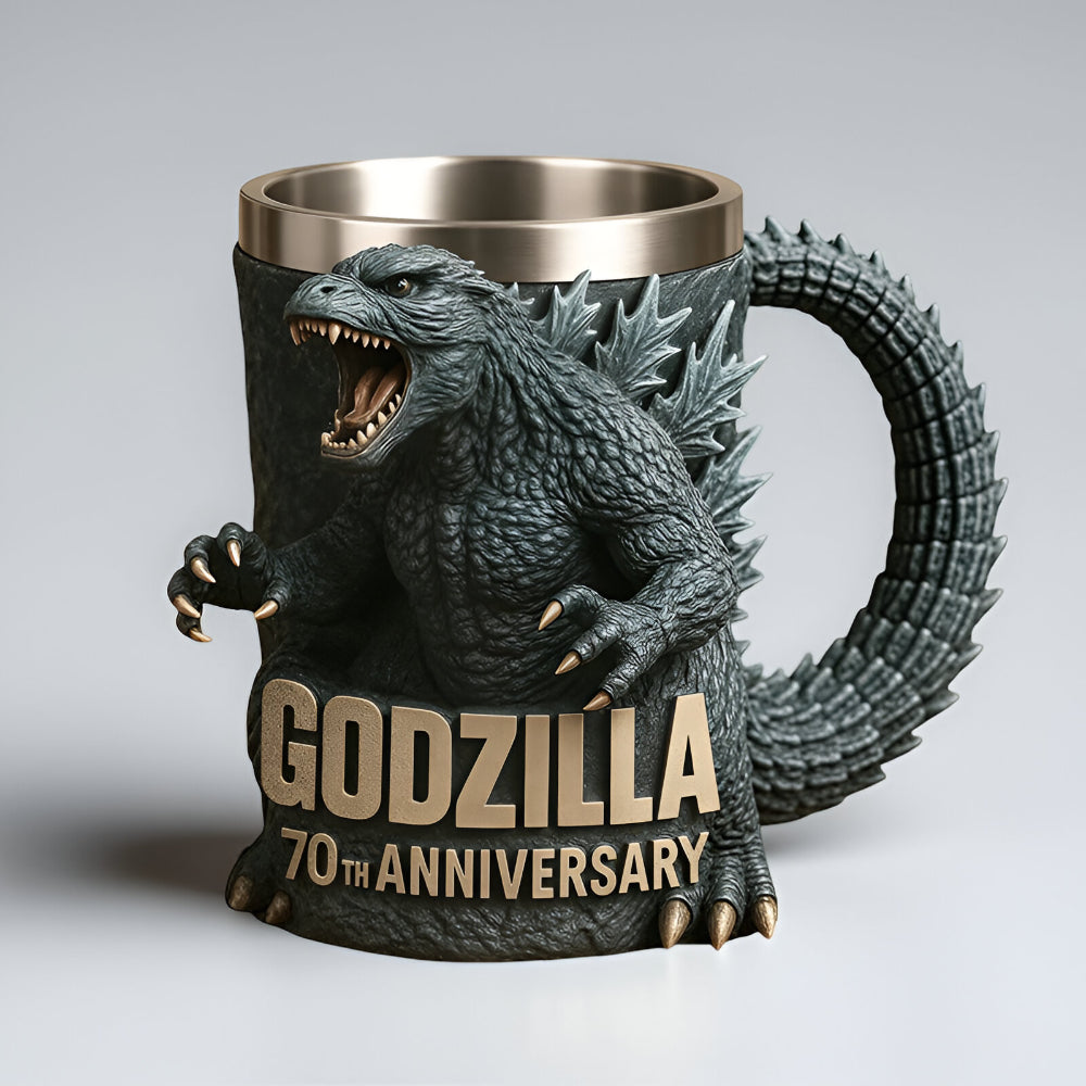 Taza de café con figura de monstruo 3D de cerámica esculpida