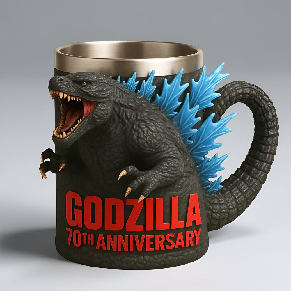 Taza de café con figura de monstruo 3D de cerámica esculpida