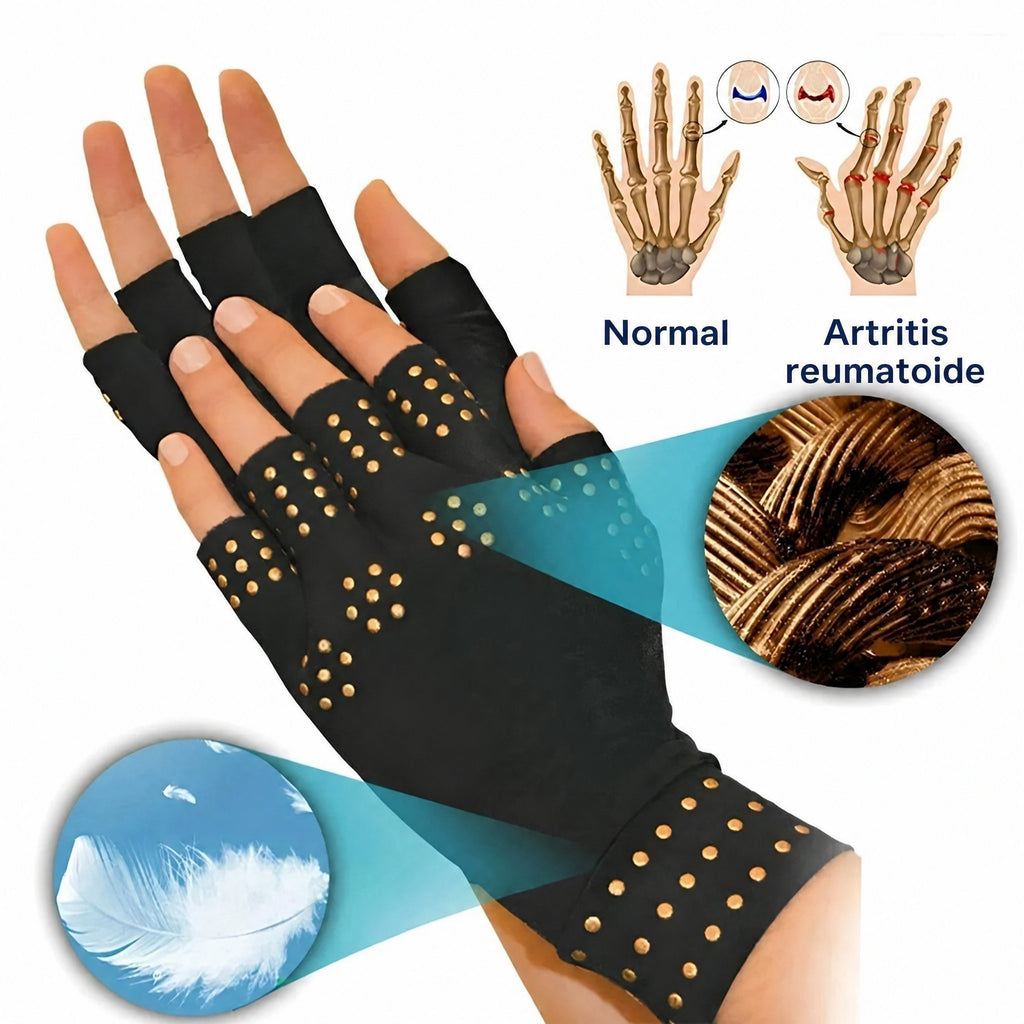 ThermaFlex Fingerless Arthritis Gloves | Guantes de compresión magnéticos para aliviar el dolor de la artritis - Mejora 