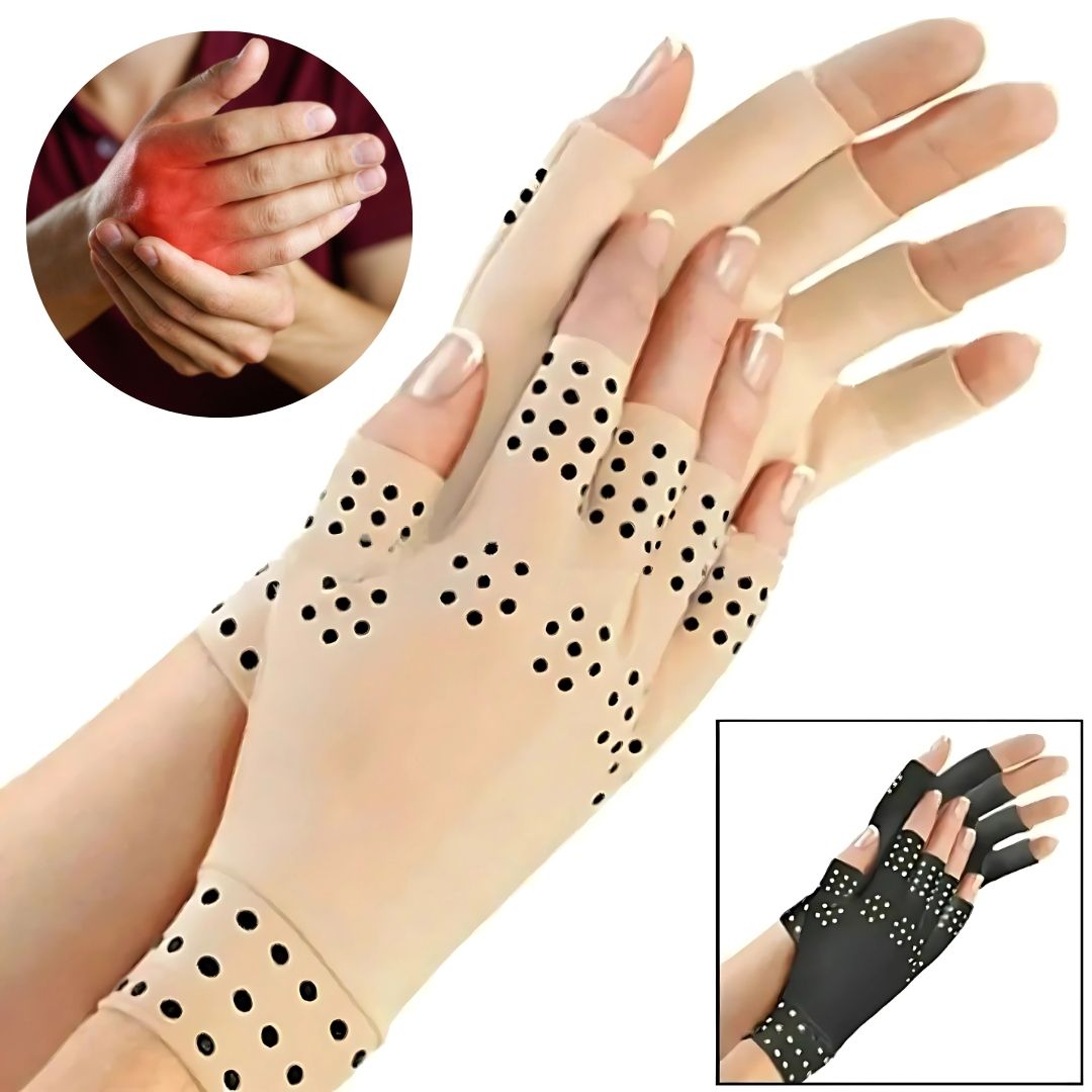 ThermaFlex Fingerless Arthritis Gloves | Guantes de compresión magnéticos para aliviar el dolor de la artritis - Mejora 