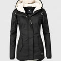 Abrigo de invierno impermeable con capucha y forro polar para mujer