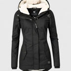 Abrigo de invierno impermeable con capucha y forro polar para mujer