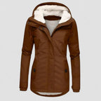 Abrigo de invierno impermeable con capucha y forro polar para mujer