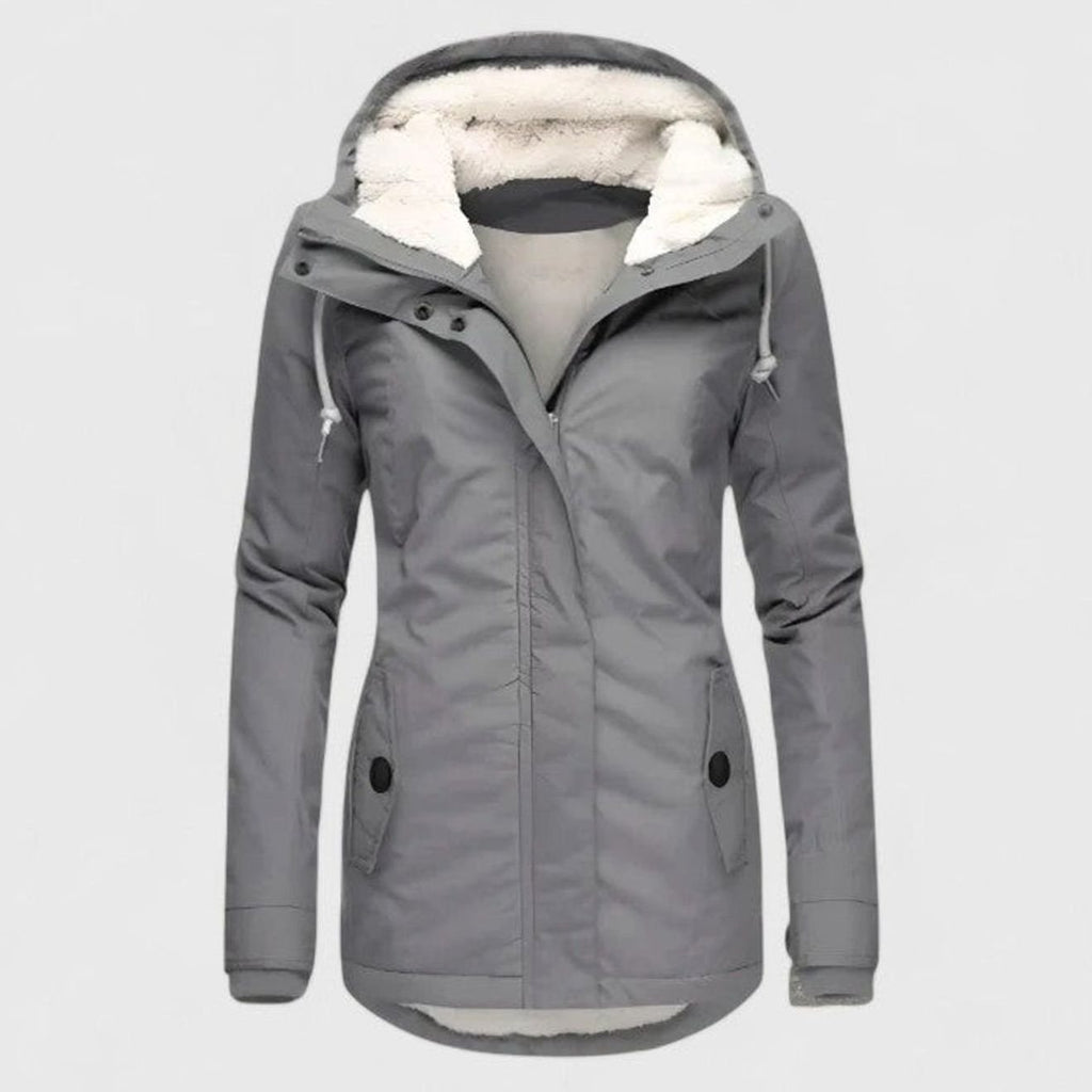 Abrigo de invierno impermeable con capucha y forro polar para mujer