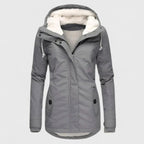 Abrigo de invierno impermeable con capucha y forro polar para mujer