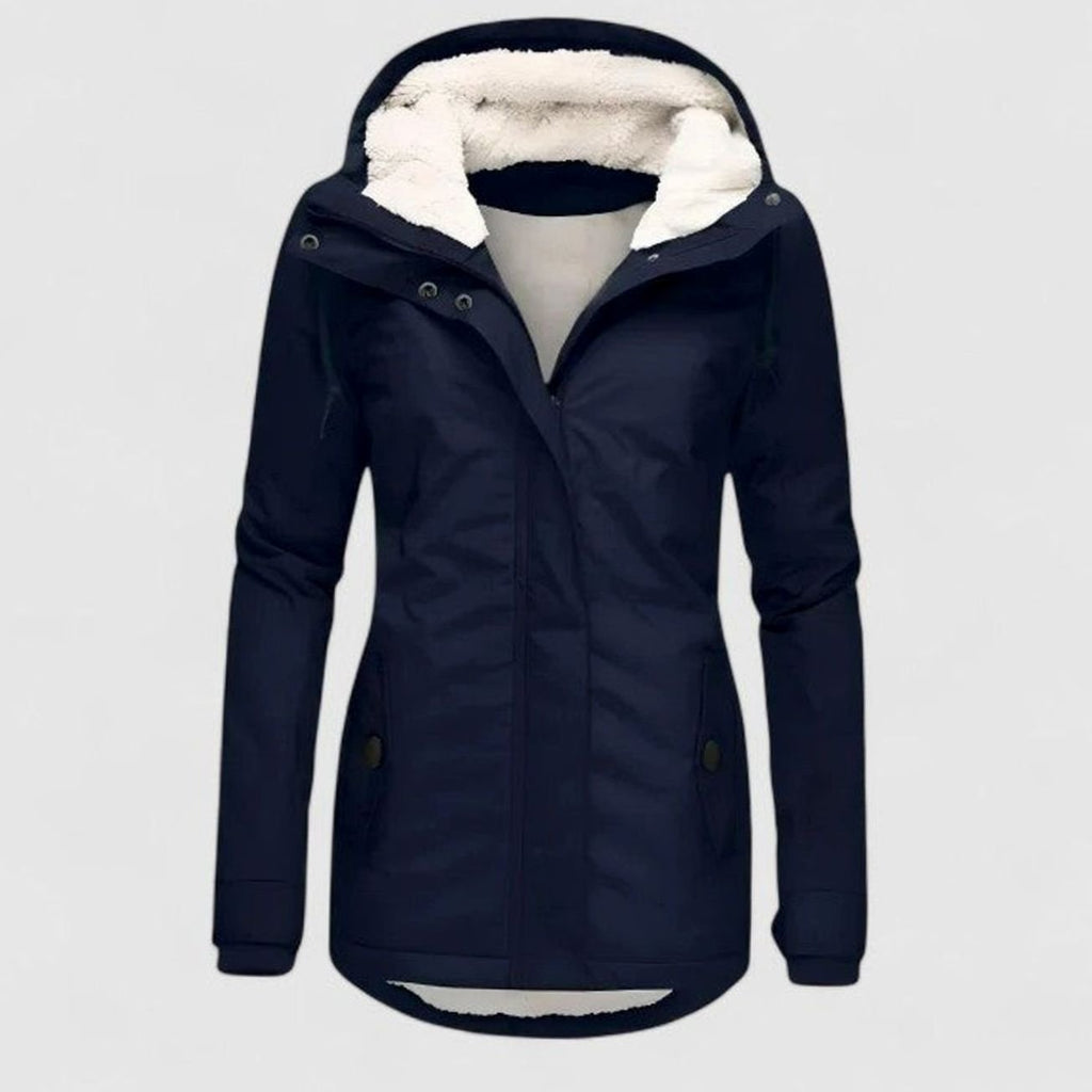 Abrigo de invierno impermeable con capucha y forro polar para mujer