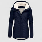 Abrigo de invierno impermeable con capucha y forro polar para mujer