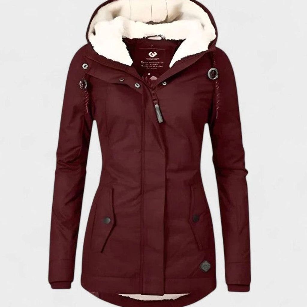 Abrigo de invierno impermeable con capucha y forro polar para mujer