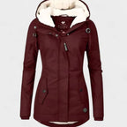 Abrigo de invierno impermeable con capucha y forro polar para mujer