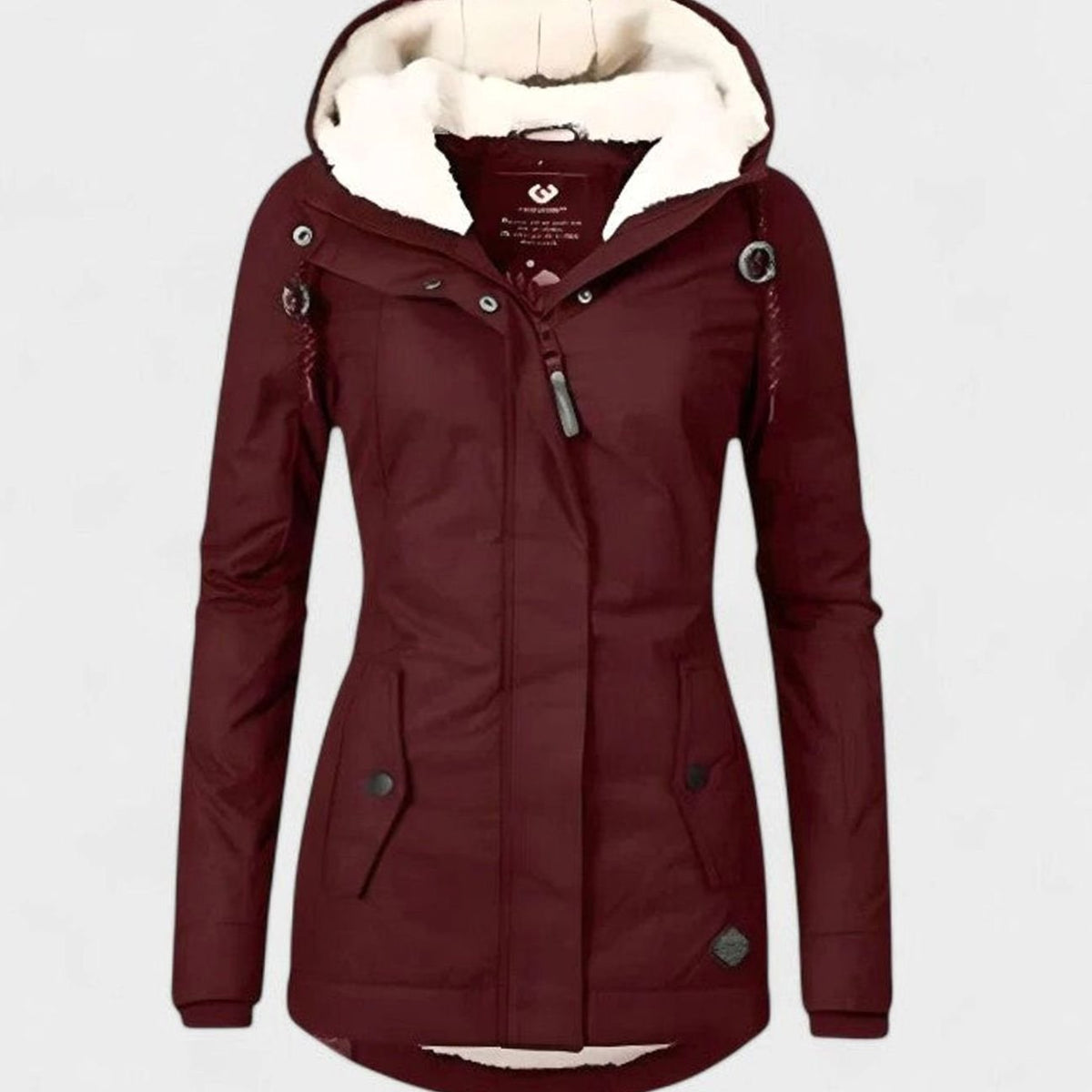 Abrigo de invierno impermeable con capucha y forro polar para mujer