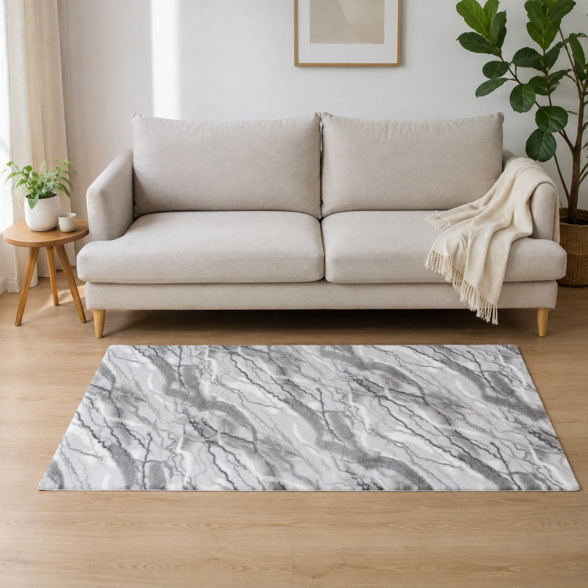 Alfombra de pelo sintético efecto mármol Bliss & Beyond con base acolchada de espuma