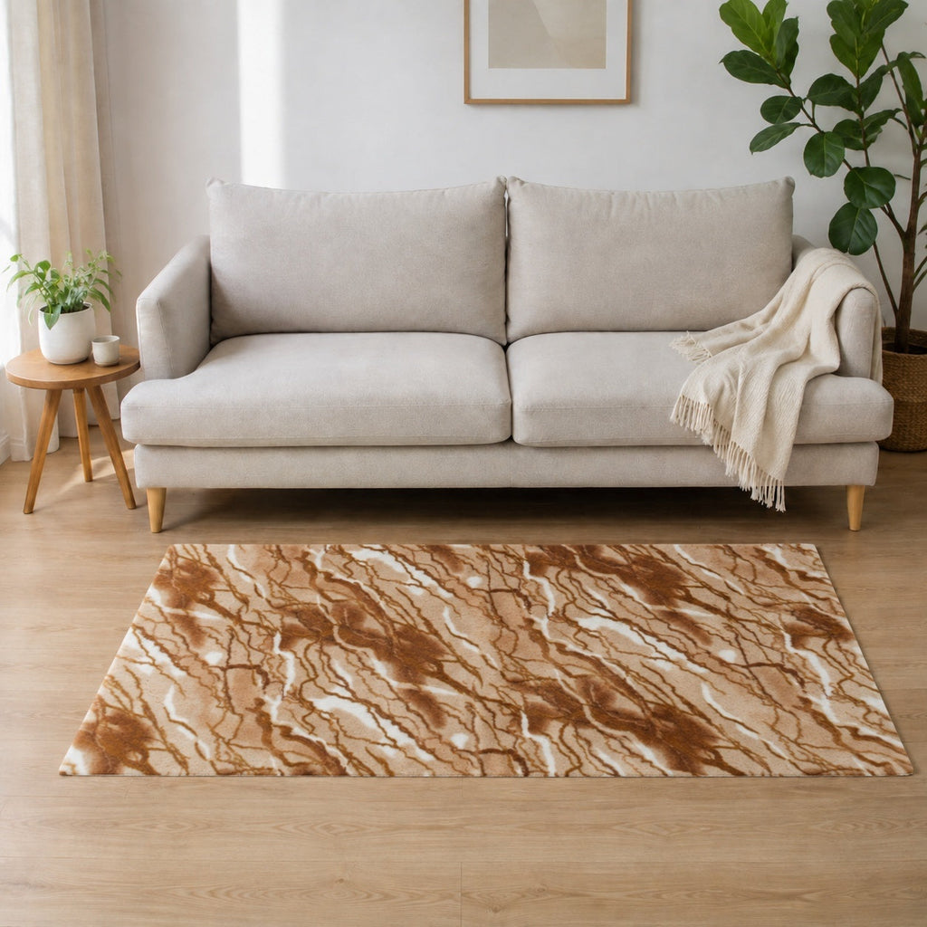 Alfombra de pelo sintético efecto mármol Bliss & Beyond con base acolchada de espuma