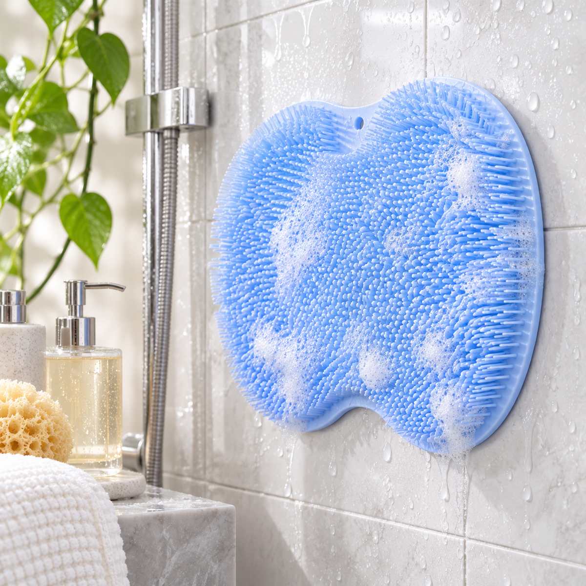 Alfombrilla de silicona exfoliante higiénica para ducha para mayores