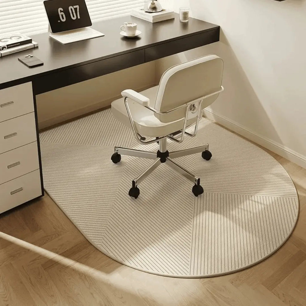 Alfombrilla semicircular para silla de oficina antideslizante de poliéster protectora de suelos de madera para oficina e