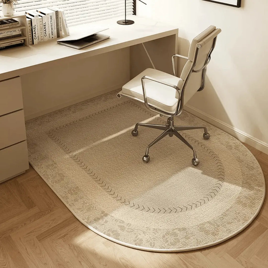 Alfombrilla semicircular para silla de oficina antideslizante de poliéster protectora de suelos de madera para oficina e