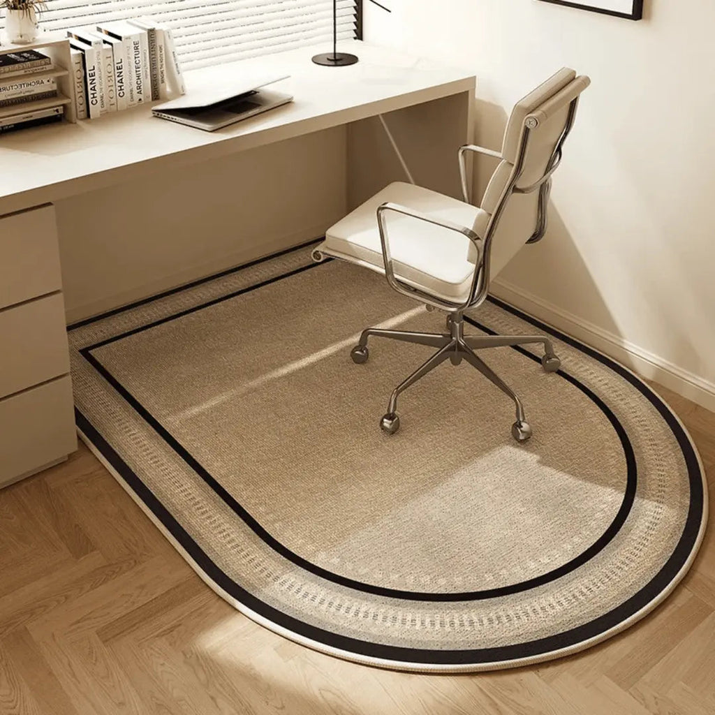 Alfombrilla semicircular para silla de oficina antideslizante de poliéster protectora de suelos de madera para oficina e