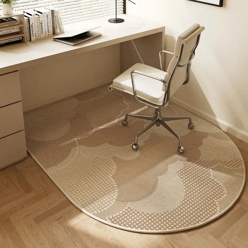 Alfombrilla semicircular para silla de oficina antideslizante de poliéster protectora de suelos de madera para oficina e