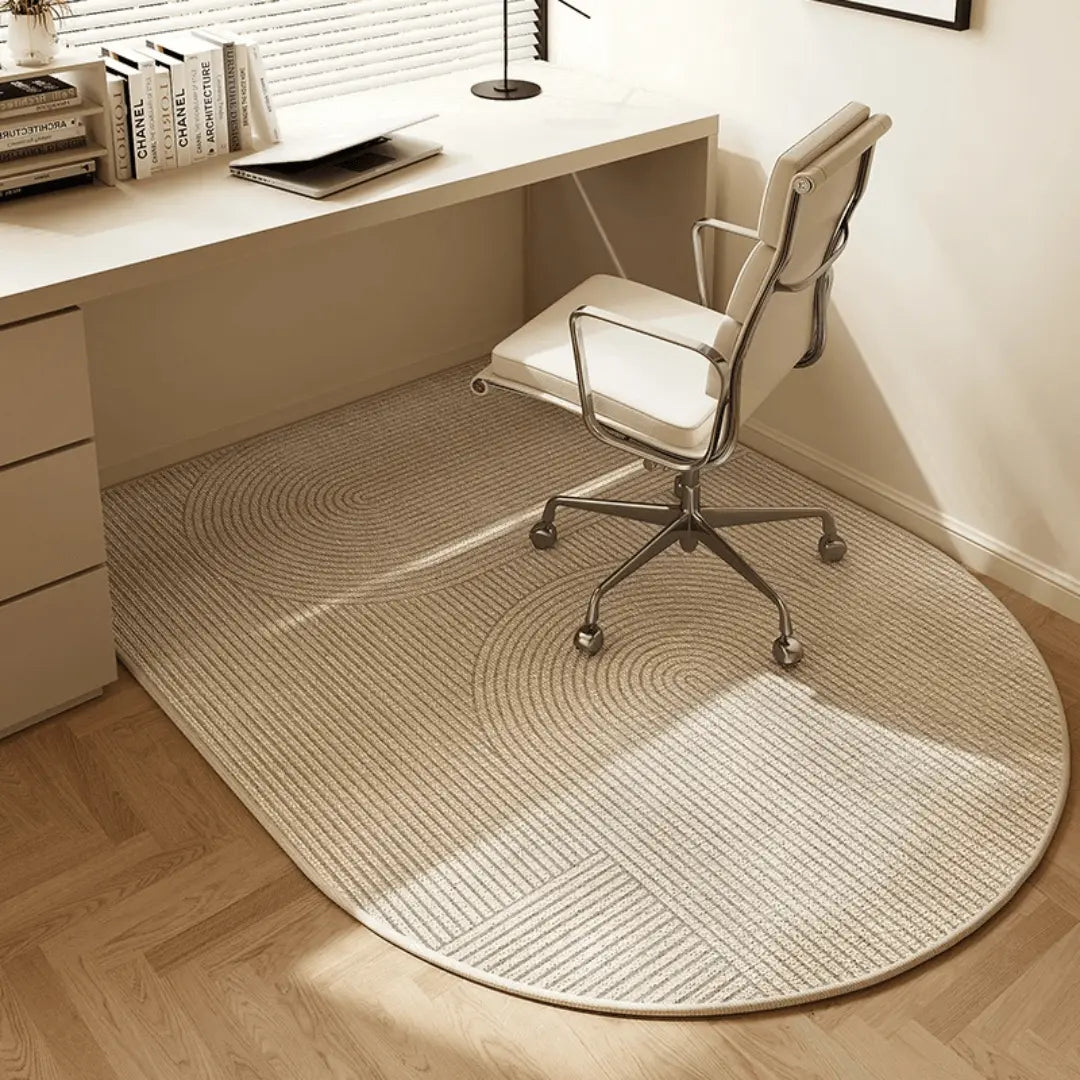 Alfombrilla semicircular para silla de oficina antideslizante de poliéster protectora de suelos de madera para oficina e