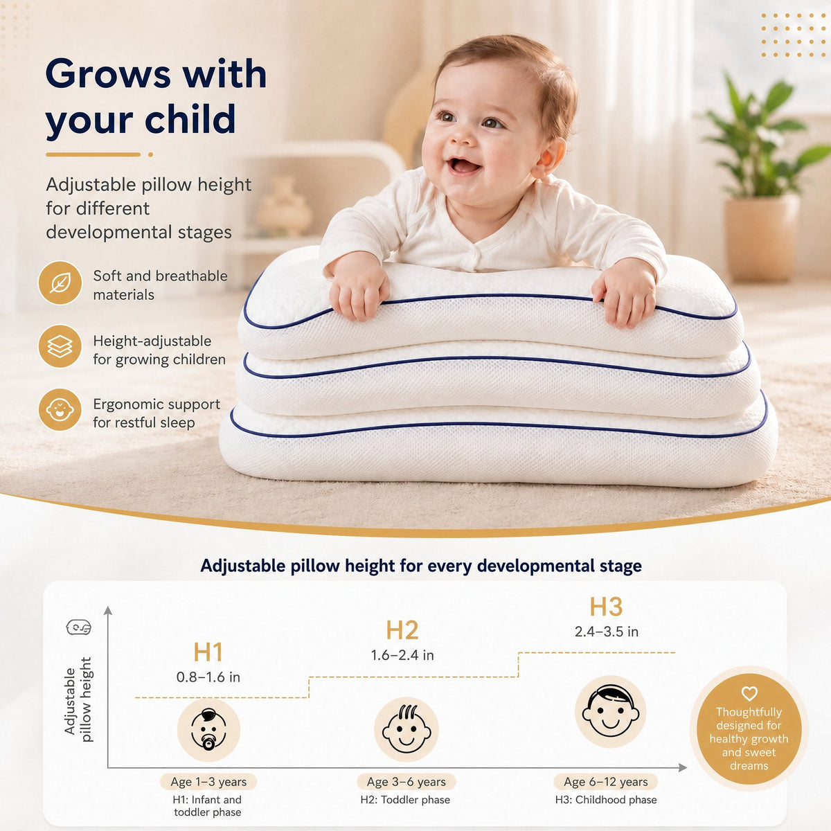Almohada cervical para bebés y niños