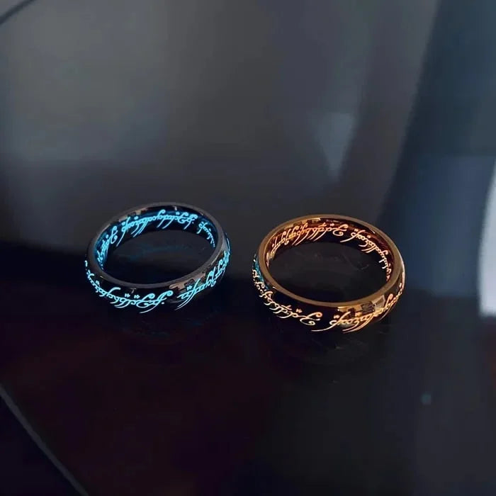 Anillo con escritura rúnica de fantasía que brilla en la oscuridad, hipoalergénico sin níquel, anillo de moda que absorb