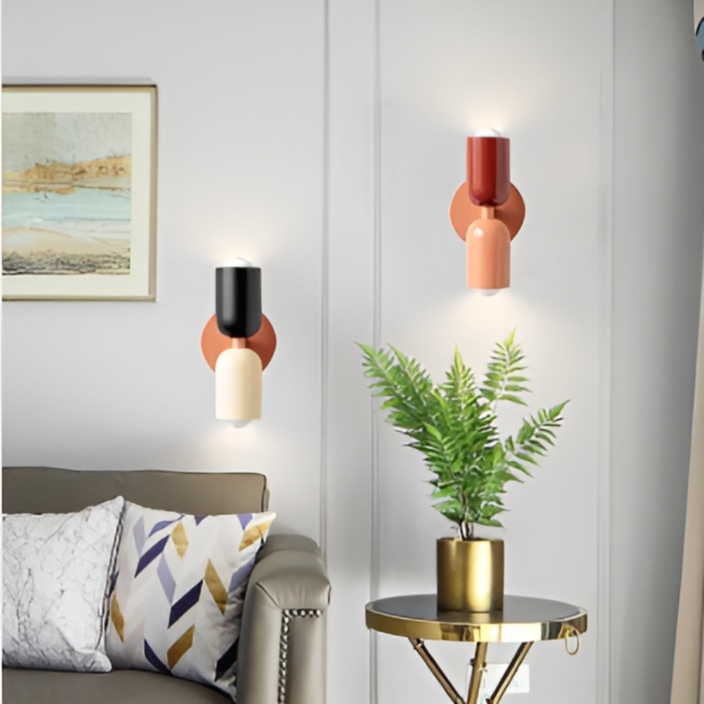 Aplique de pared con batería — doble pantalla cápsula, diseño sin cables