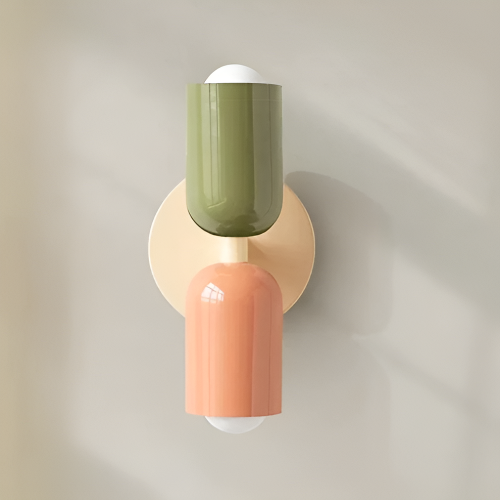 Aplique de pared con batería — doble pantalla cápsula, diseño sin cables