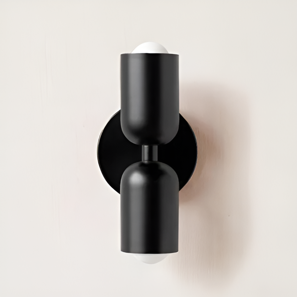 Aplique de pared con batería — doble pantalla cápsula, diseño sin cables