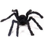 Araña gigante de Halloween, araña peluda negra con ojos rojos y patas flexibles, decoración de Halloween para exterior e