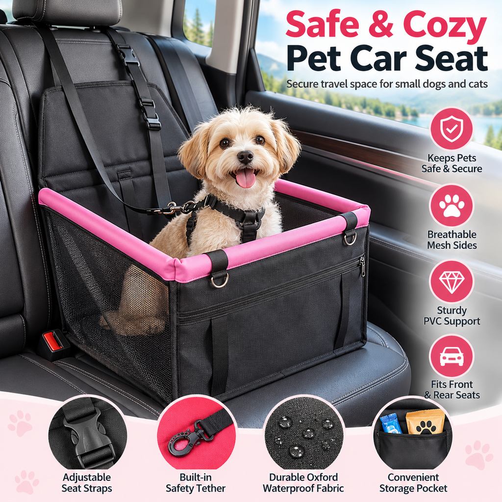 Asiento Elevador de Coche para Perros Pequeños y Gatos - Asiento de Viaje Estable para Reducir el Movimiento en Asientos