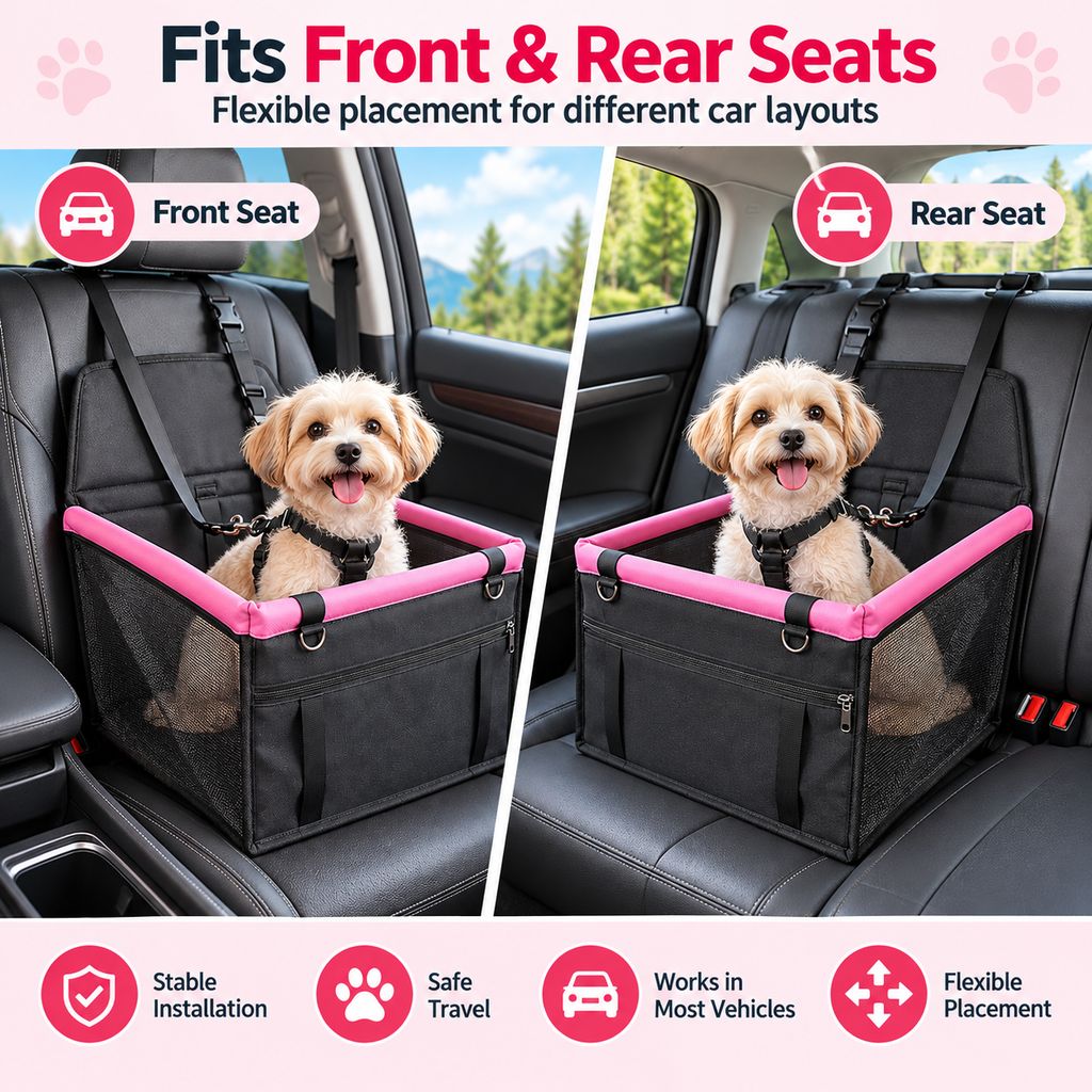Asiento Elevador de Coche para Perros Pequeños y Gatos - Asiento de Viaje Estable para Reducir el Movimiento en Asientos