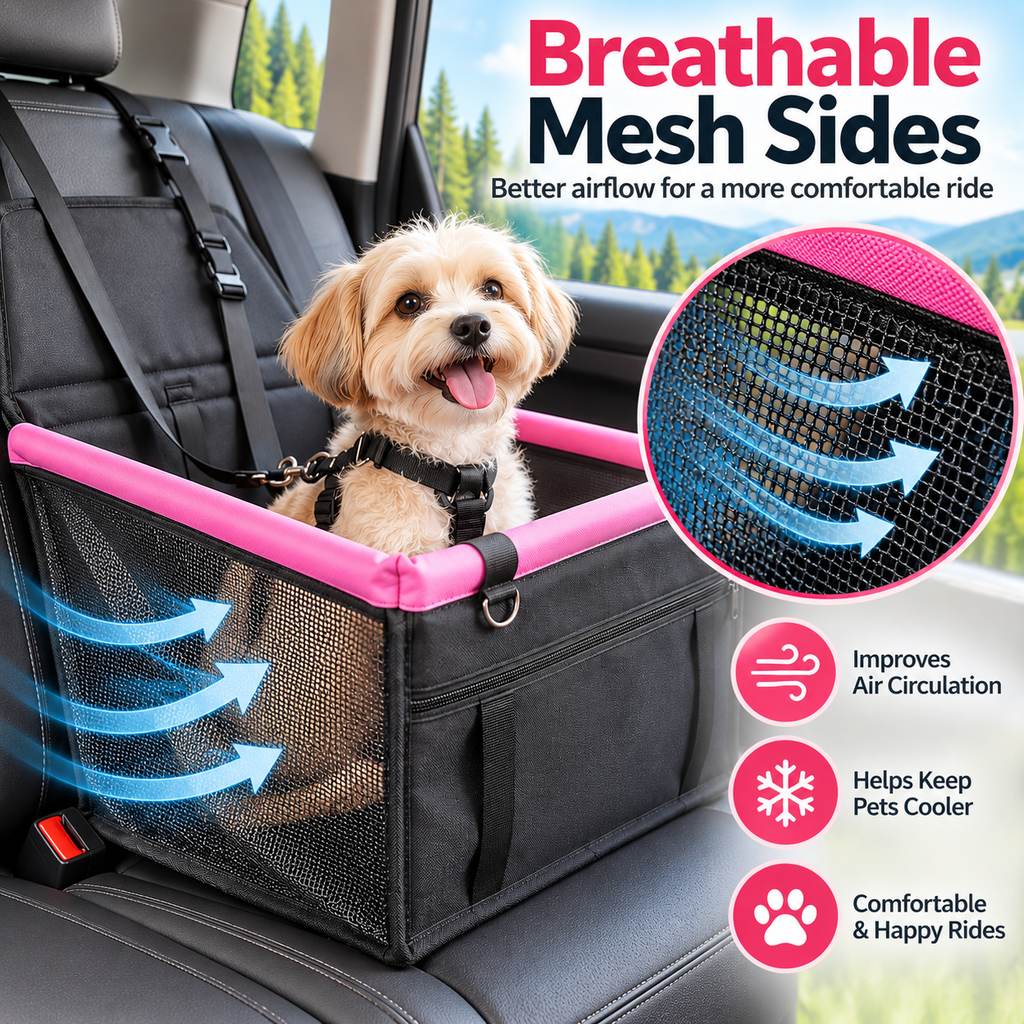 Asiento Elevador de Coche para Perros Pequeños y Gatos - Asiento de Viaje Estable para Reducir el Movimiento en Asientos