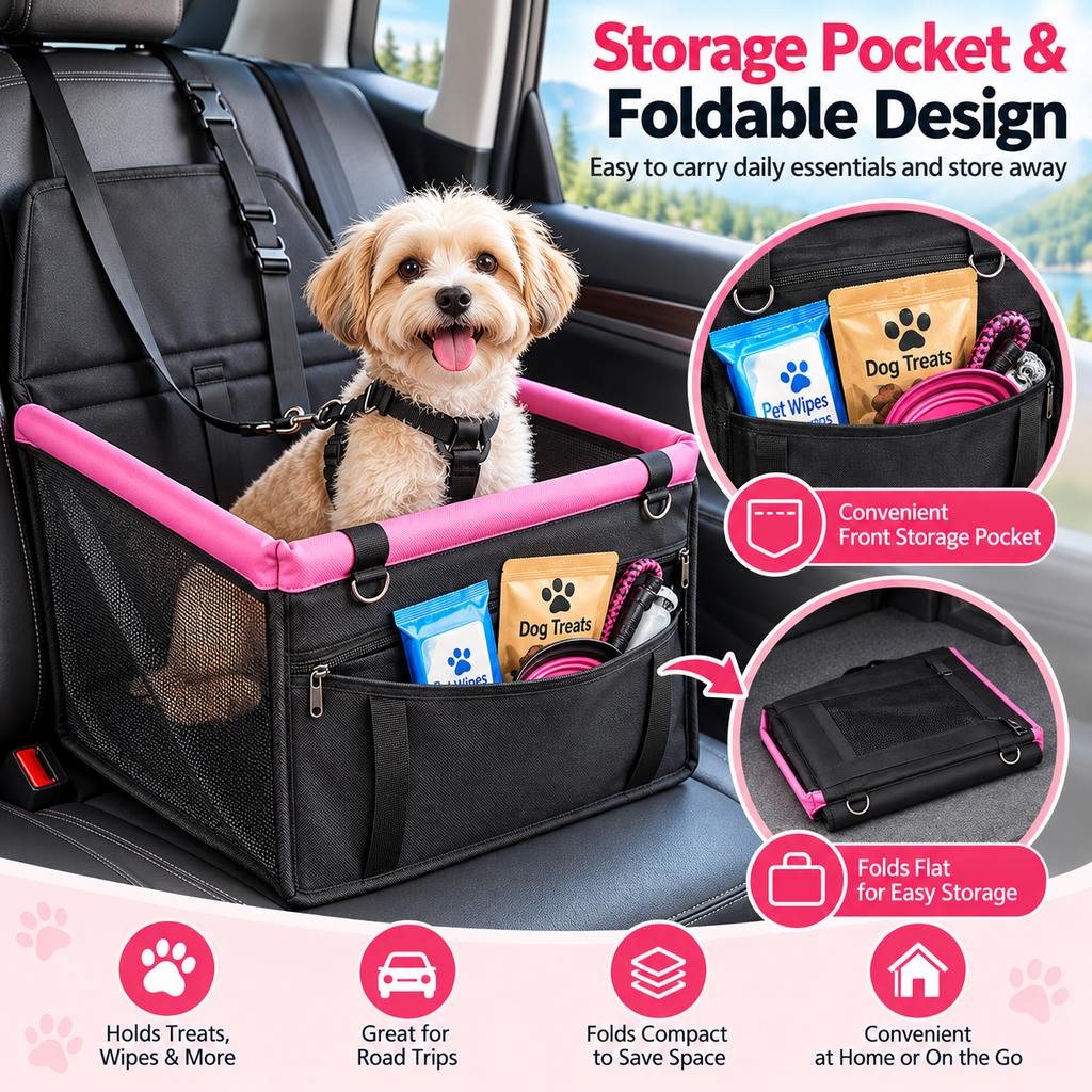 Asiento Elevador de Coche para Perros Pequeños y Gatos - Asiento de Viaje Estable para Reducir el Movimiento en Asientos
