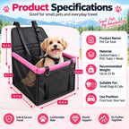 Asiento Elevador de Coche para Perros Pequeños y Gatos - Asiento de Viaje Estable para Reducir el Movimiento en Asientos