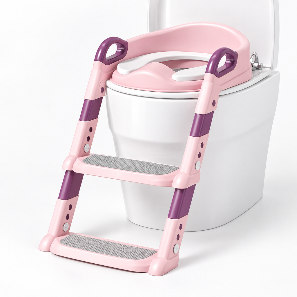 Asiento reductor de inodoro con escalera plegable para niños