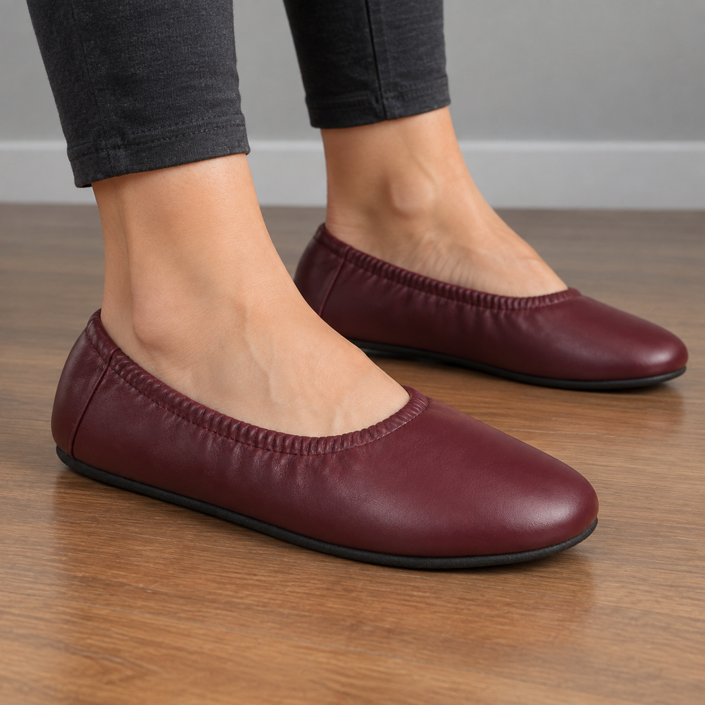 Bailarinas burdeos para mujer sin cordones Tiendalodama