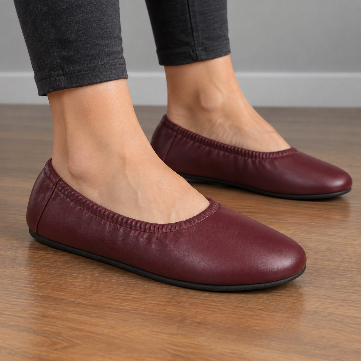 Bailarinas burdeos para mujer sin cordones Tiendalodama