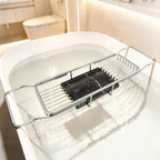 Bandeja extensible de acero inoxidable para bañera